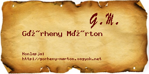Görheny Márton névjegykártya